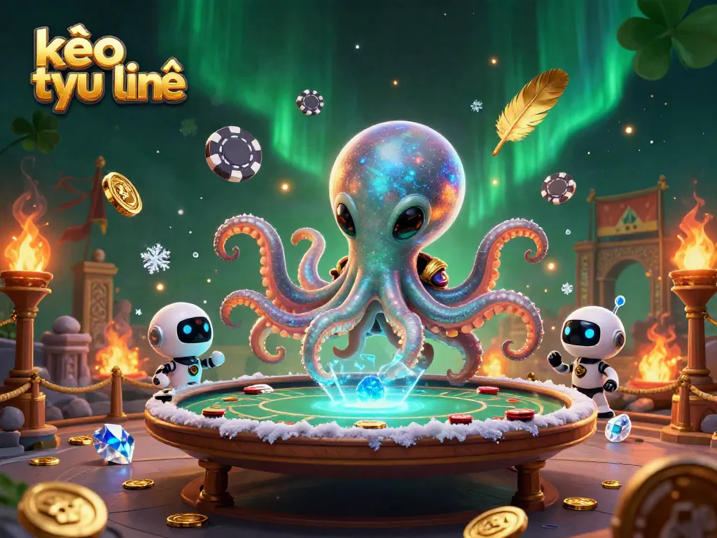 Engage with kèo trực tuyến through an exciting alien casino scene featuring vibrant poker elements.