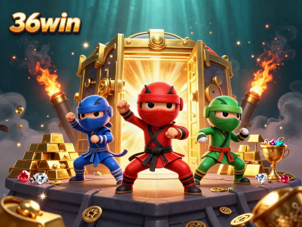 36win showcases chameleon ninjas performing in a dazzling casino treasure scene