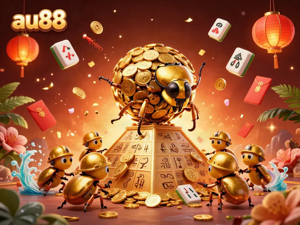 Experience thrilling gameplay at au88 with a golden beetle and casino elements conveying excitement.