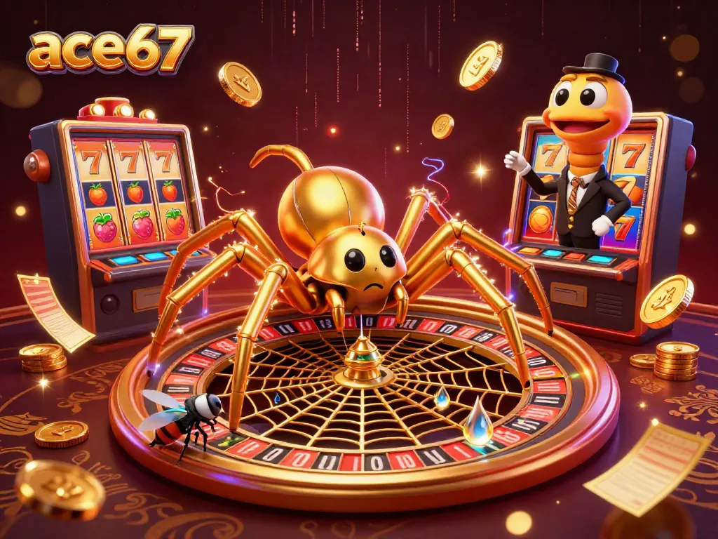 Watch ace67's thrilling roulette wheel scene with golden spider, fly, and centipede betting.