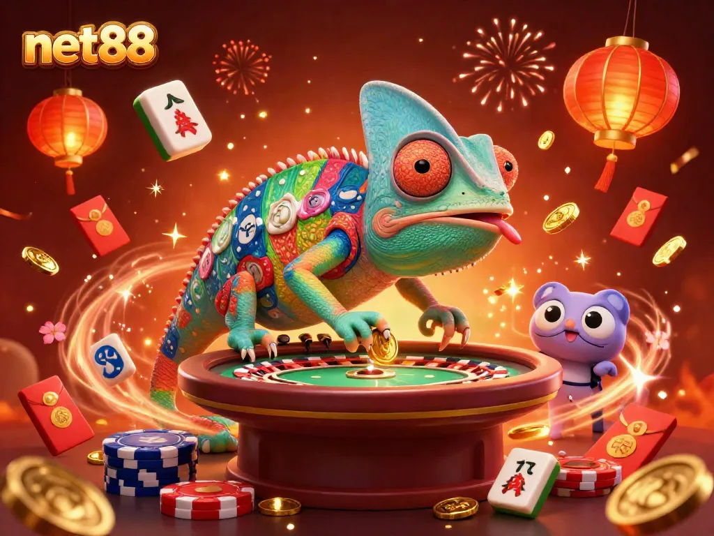 Experience thrilling gameplay with net88, a vibrant illustration showcasing a dynamic casino scene.