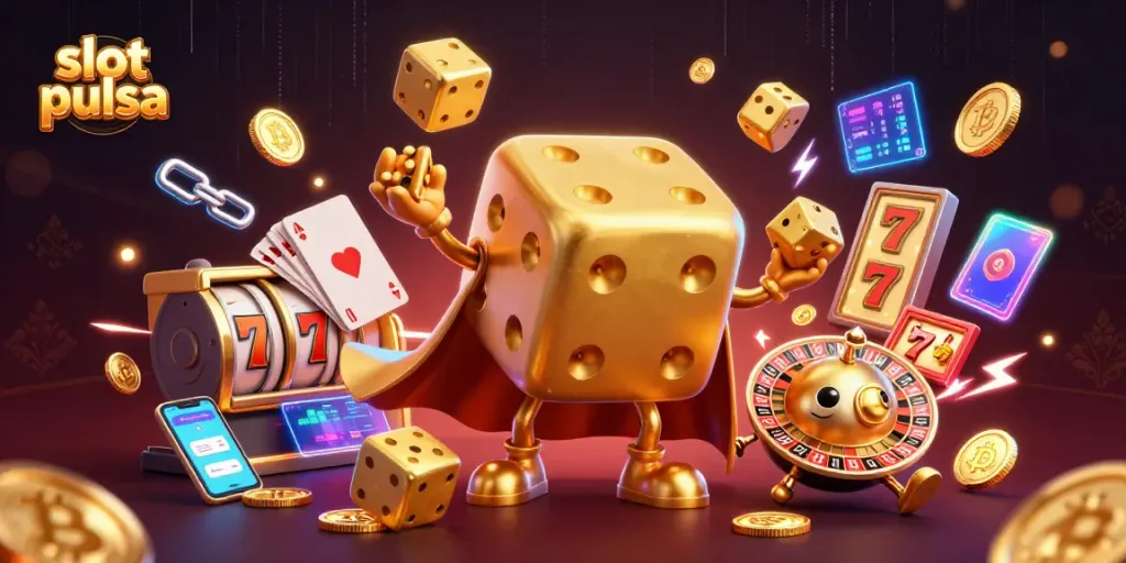 Engage with exciting slot pulsa games featuring dynamic 3D characters and casino elements.