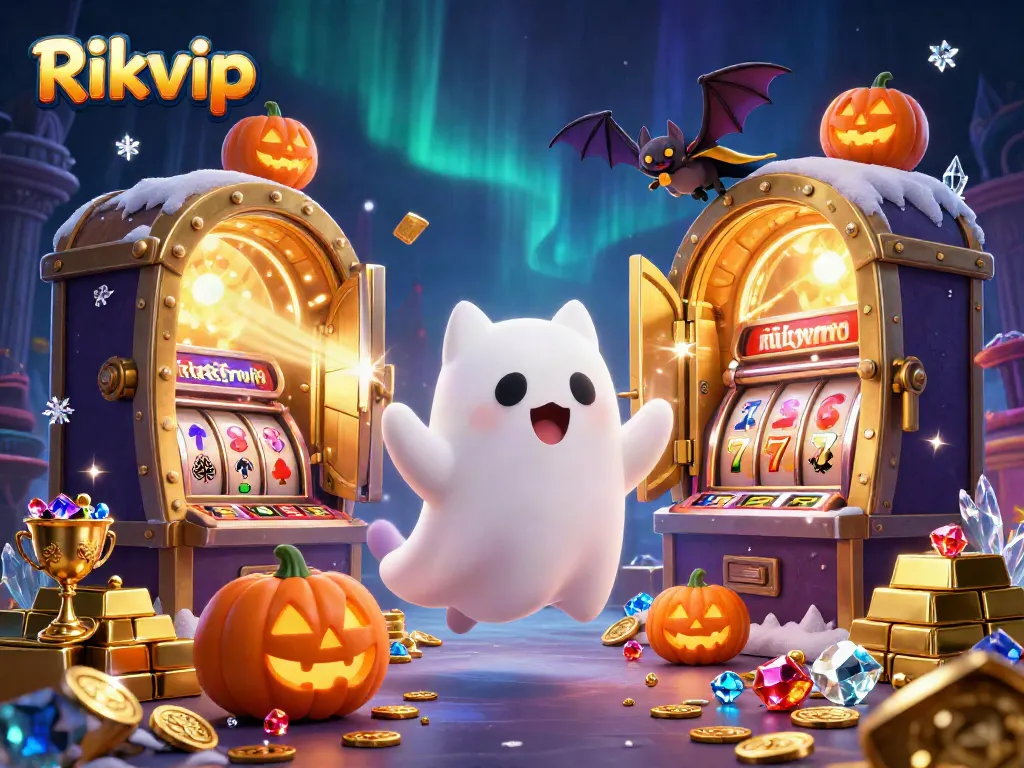 Engage with Rikvip's vibrant casino world filled with treasures and playful characters.