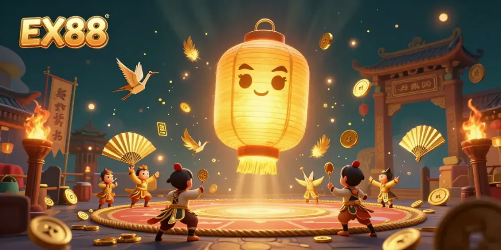 Engage in vibrant gaming action with EX88 at a thrilling night market casino.