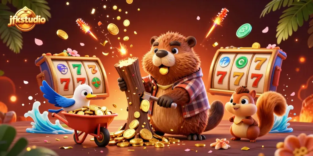 Experience the thrill of gaming with jfkstudio's vibrant 3D casino scene filled with luck and excitement.