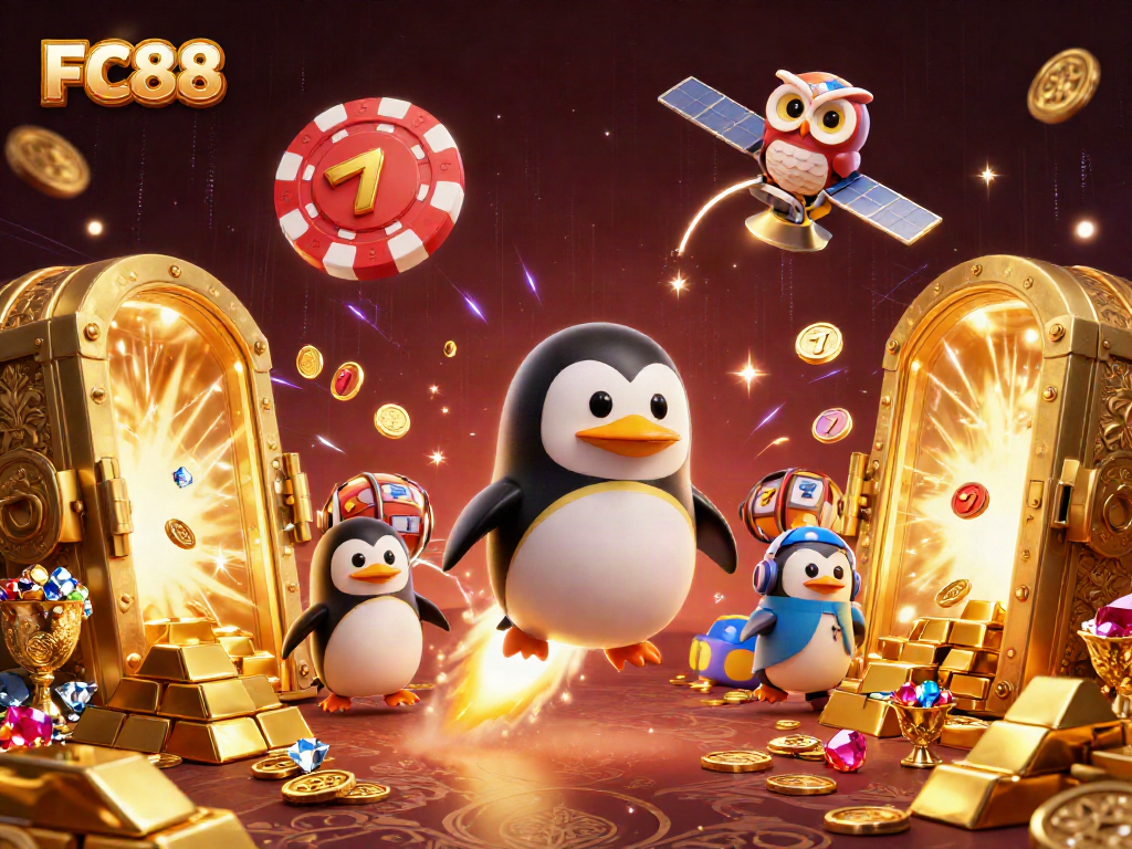 Engage with the exciting universe of FC88 casino gaming illustrated in a rich space scene.