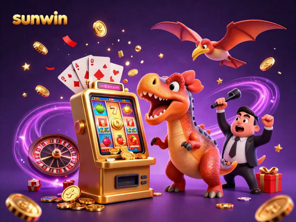 Catch amazing jackpots at sunwin as a dinosaur duo engages in dynamic gambling activities!