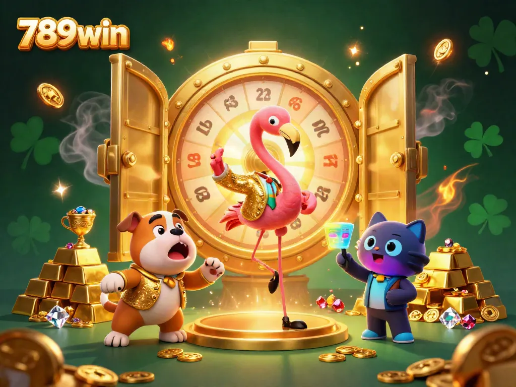 Engage in the excitement of 789win with a colorful casino game show scene featuring vibrant characters.