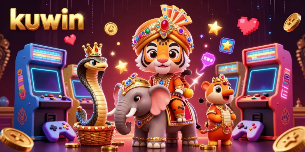 Experience fun gaming excitement with kuwin's vibrant casino-inspired 3D illustration.