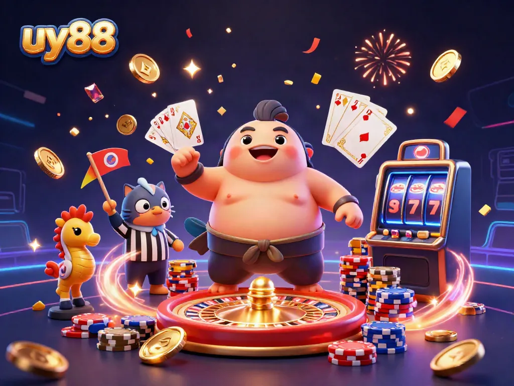Experience the excitement of casino fun with uy88's underwater theme featuring vibrant characters and dynamic elements.