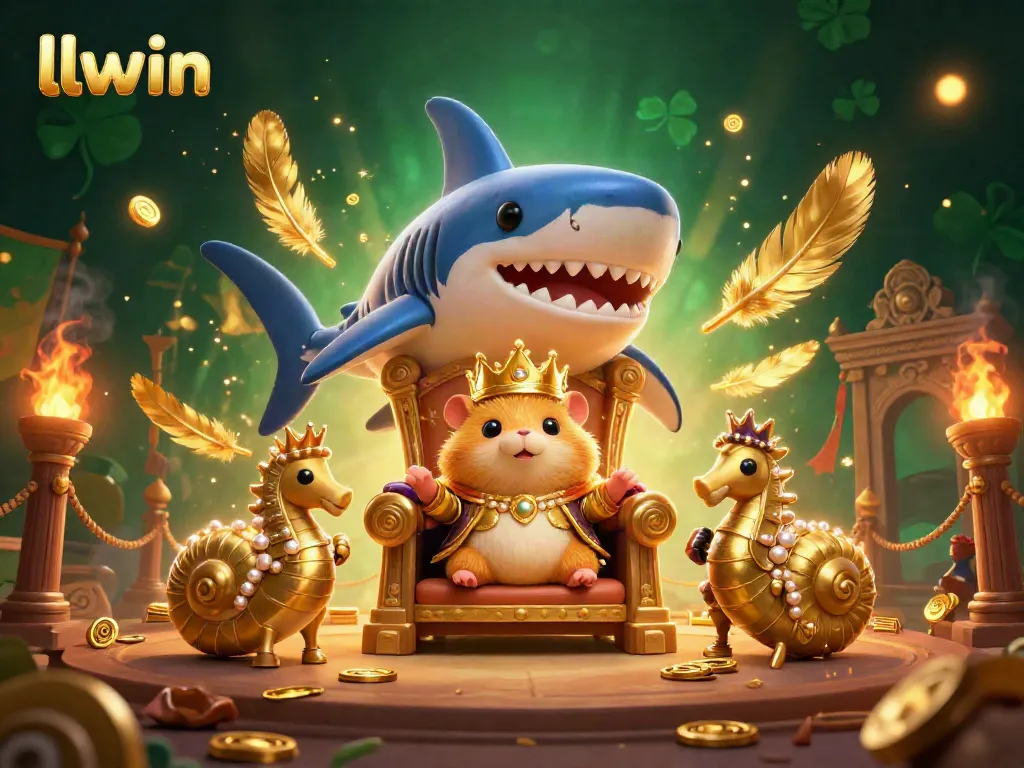 Place your bets with llwin as the golden hamster king battles within a thrilling casino scene.