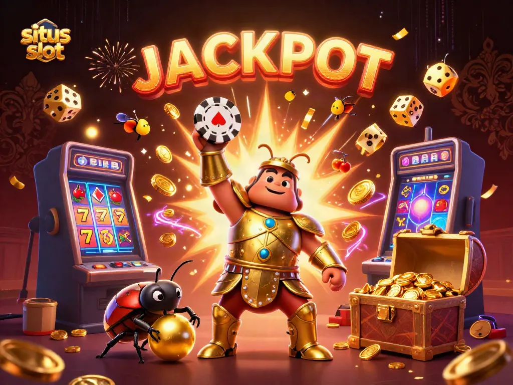Engage in situs slot excitement with a heroic beetle and dazzling casino elements.