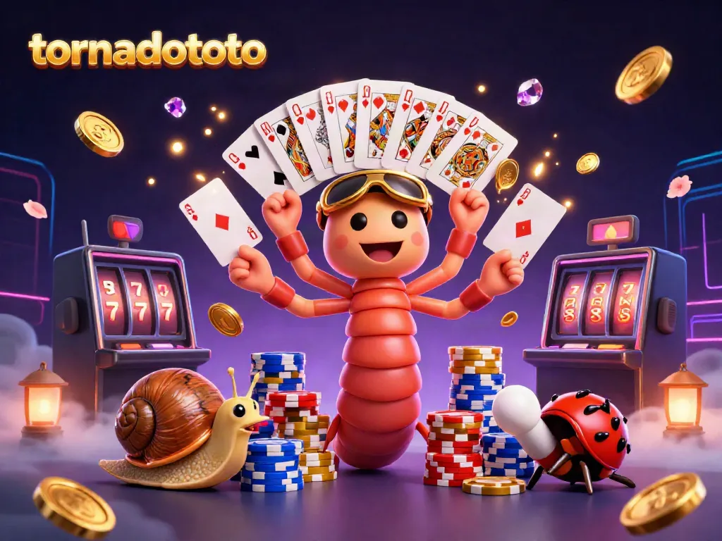 Experience the thrills of tornadototo with a millipede dealer amidst vibrant casino elements.