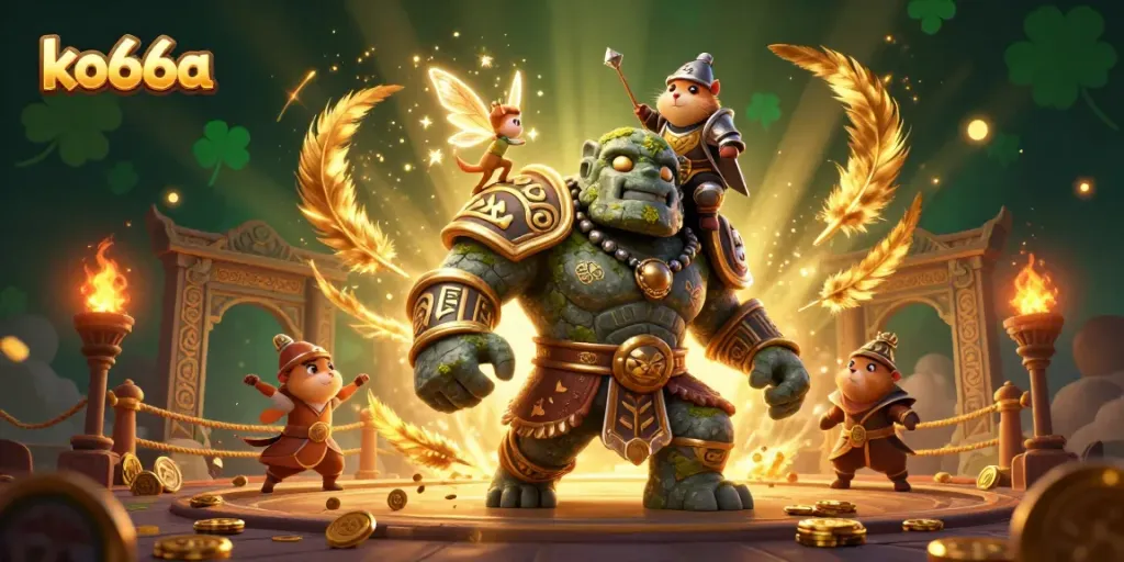 Experience the thrill of winning at ko66a with immersive characters and casino excitement in a vibrant 3D illustration.
