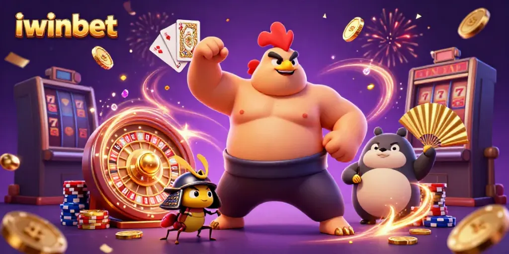 Experience exhilarating gaming action at iwinbet with dynamic characters and vibrant casino elements.